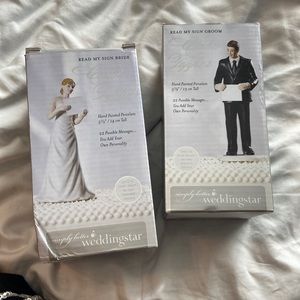 New and unused blonde bride and brunette groom cake toppers